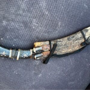 Hand Crafted dark gray  knife brown rustic leather case vintage